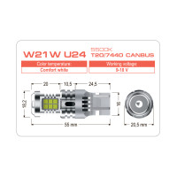 LED лампа AMS ULTIMATE W21W U24 T20/7440 CANBUS 5500K